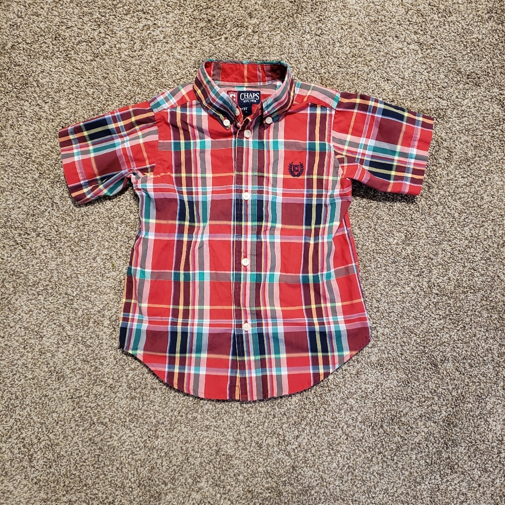 Ralph Lauren button up red plaid collared shirt size 3t in great condition